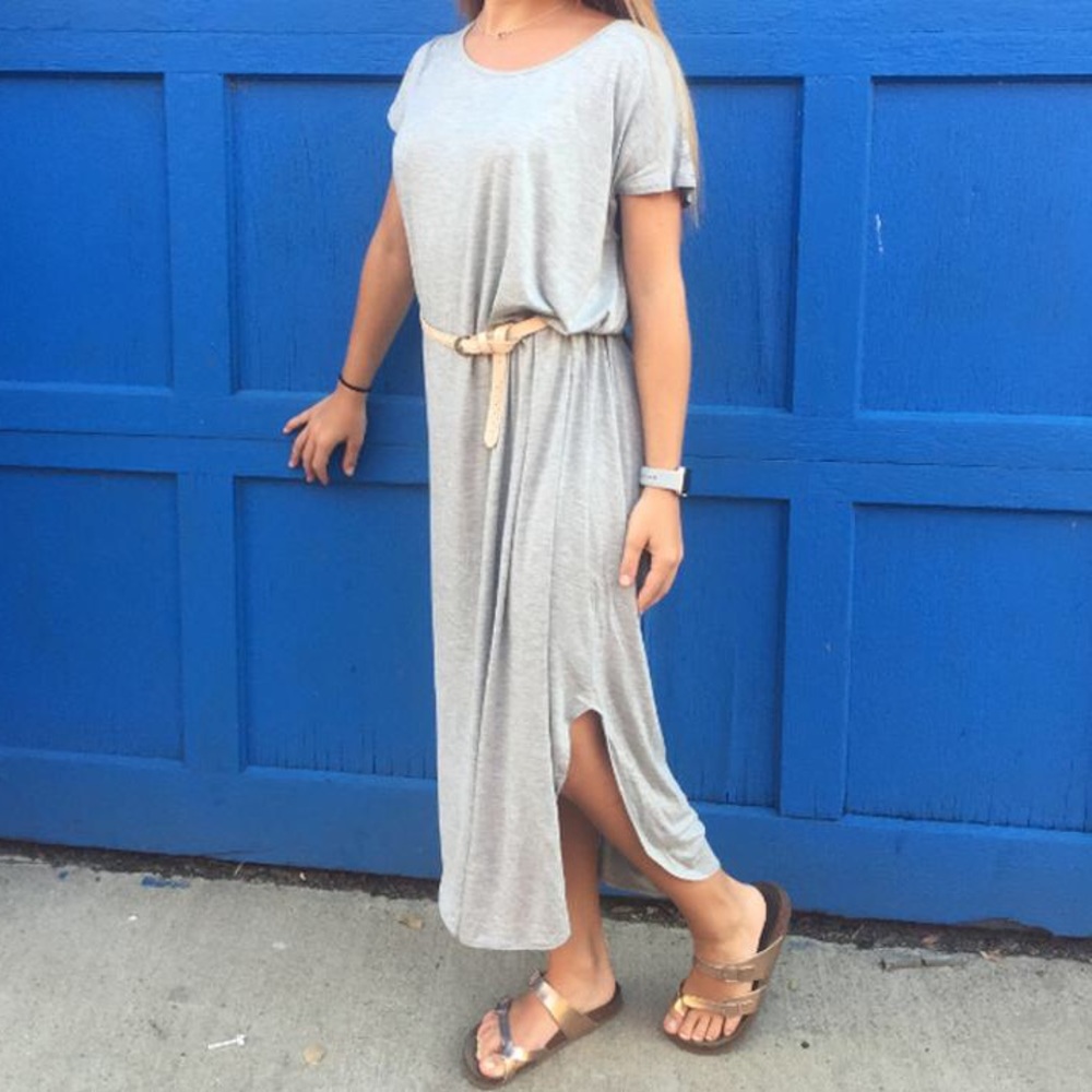 Grey Open Back Maxi Dress